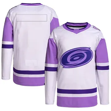 Men's Blank Carolina Hurricanes Authentic White/Purple ＃ Hockey Fights Cancer Primegreen Jersey