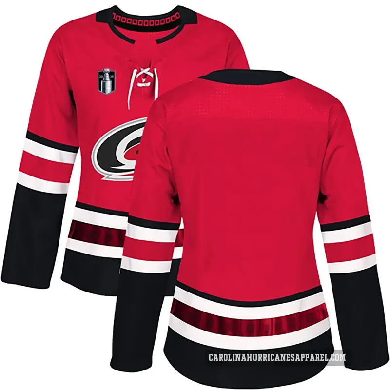 Women's Blank Carolina Hurricanes Authentic Red ＃ Home 2026 Stanley Cup Final Jersey
