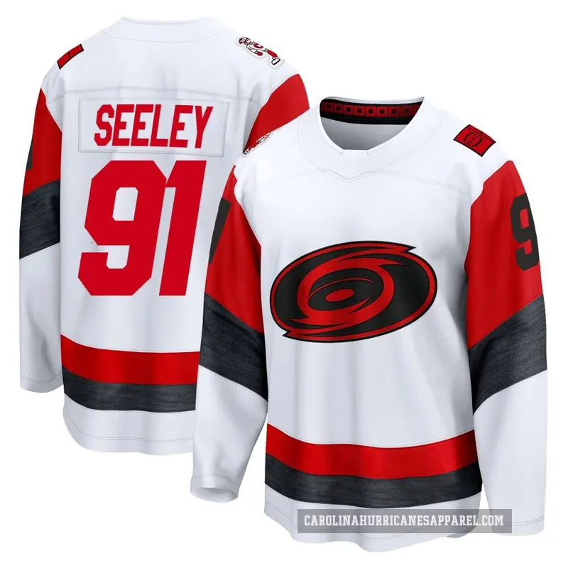 Youth Ronan Seeley Carolina Hurricanes ＃91 Breakaway White Away 2025 Jersey